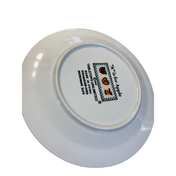 Tabletops Unlimited A is For Apple Salad Plate 7.5 in Diameter Green Gingham - Picture 4 of 4